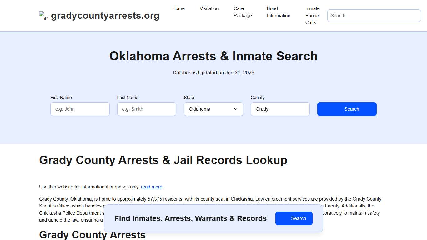 Grady County, OK Arrests, Warrants, Police Records Search