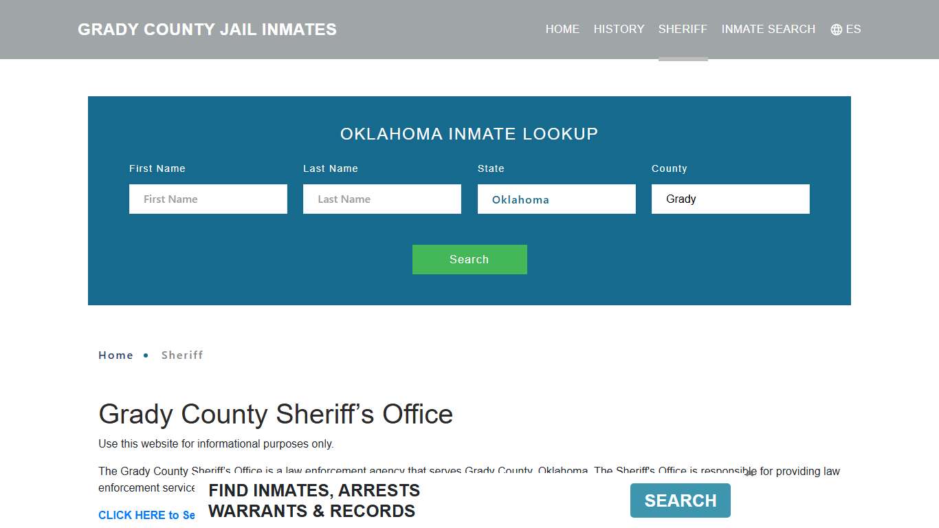 Grady County Sheriff, OK Arrest Warrant Lookup